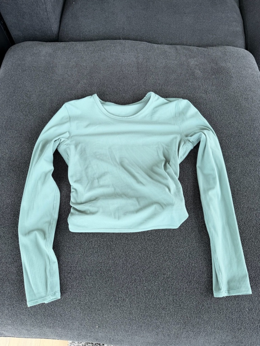 lululemon athletica Light Mint Ribbed Long-Sleeve Crop Top